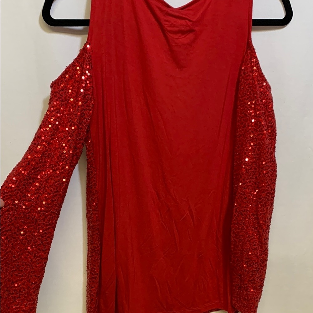 INC Red Sequin Top - Picture 4 of 4